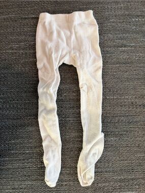 Janie and Jack Cream Knit Footed Tights